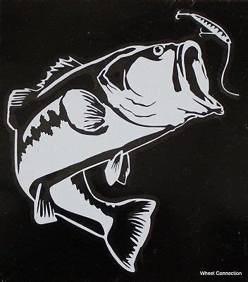 Large Mouth Bass Lure Window Decal Outdoors Fisherman Sticker White
