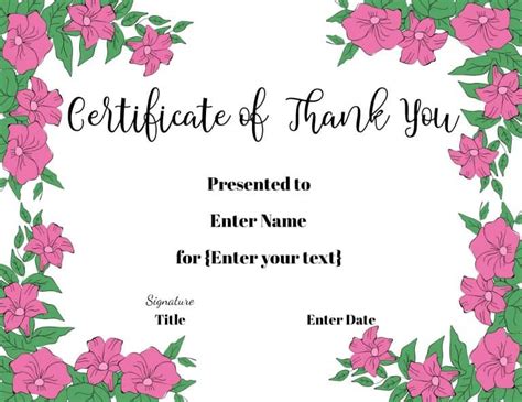 Free Editable Certificate Of Thank You Edit Online Then Print