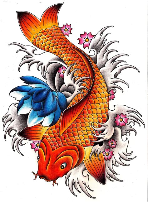 Media30amazing Carp Fish With Flowers Tattoo