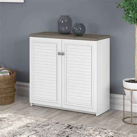 Furniture Fairview Small Storage Cabinet With Doors And Shelves In Pure