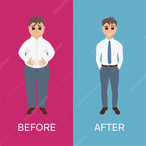 Man Before And After Weight Loss Illustration Stock Image F032