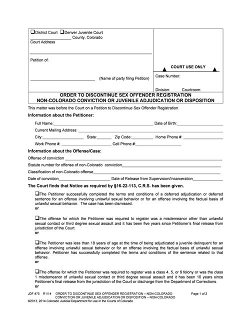Order To Discontinue Sex Offender Registration Form Fill Out And Sign Printable Pdf Template