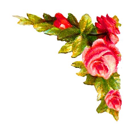 Antique Images: Digital Rose Corner Design Printable Flower Clip Art