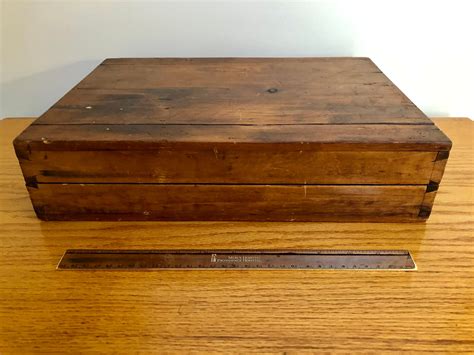 Antique Wooden Hinged Box Dovetailed Lined Old Etsy Nederland