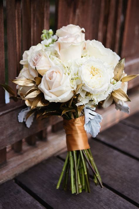 white rose and gold leaf bridal bouquet gold wedding flowers gold wedding bouquets white