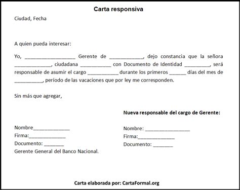 Carta Responsiva Ejemplos Con Explicación 2022