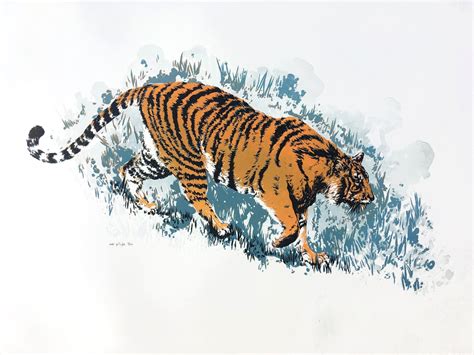 Tiger Linocut Print Matpringleillustration