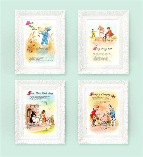 4 Vintage Nursery Rhyme 8x10 Fairytale Prints By Theprintmakers