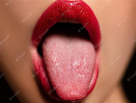 Premium Photo Sensual Open Mouth With Tongue Sensual Red Lips Sexy