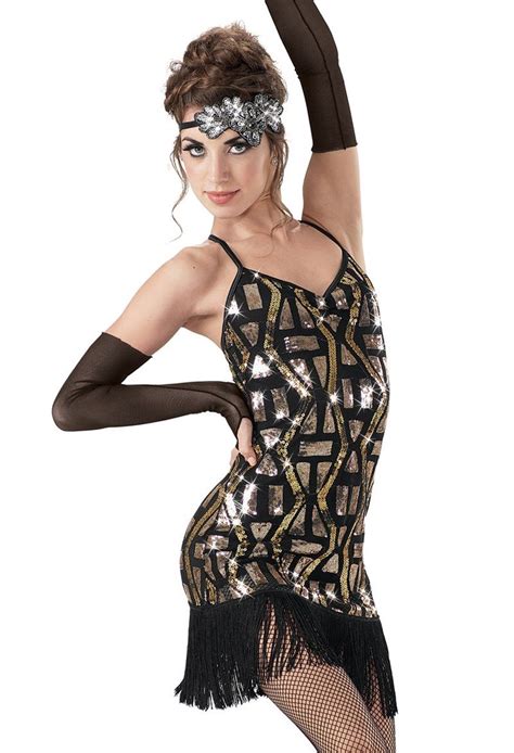 Art Deco Sequin Fringe Hem Dress Dance Outfits Dance Costumes Tap Jazz Dance Costumes