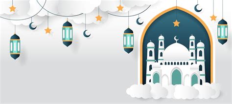 Mosque With Lantern Islamic Background 2381155 Vector Art At Vecteezy