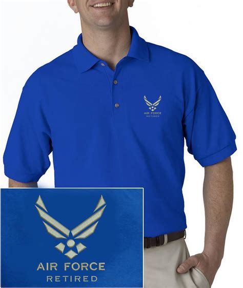 Us Air Force Retired Embroidered Royal Blue Polo Shirt New Usaf