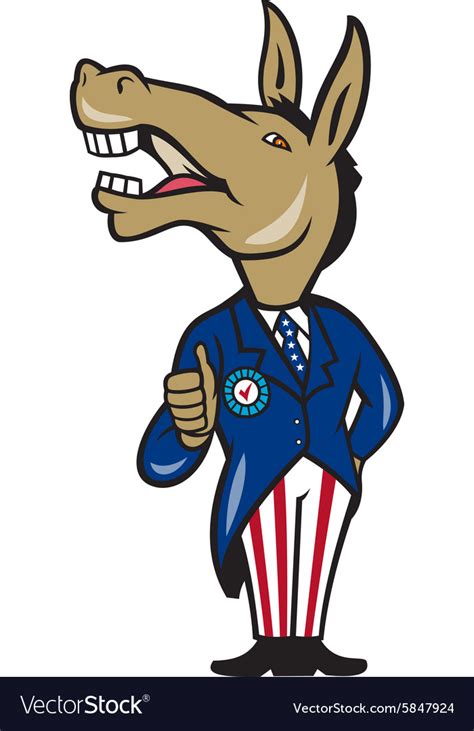 Democrat Donkey Mascot Thumbs Up Cartoon Vector Image