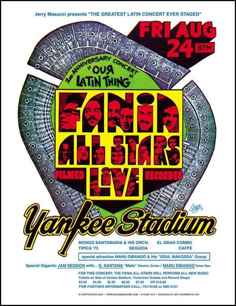 Fania All Stars At Yankee Stadium 1976 Salsa Music Music Poster Salsa