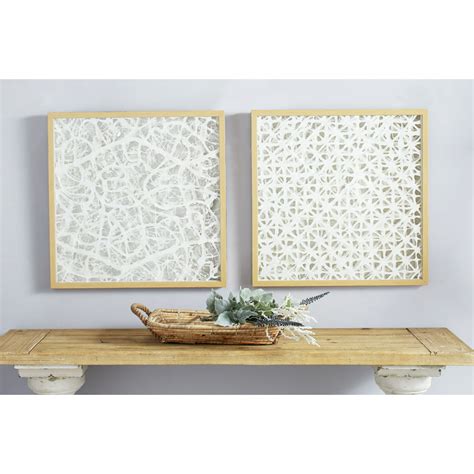 Decmode Large Square Modern Abstract Art White Paper Shadow Box Wall