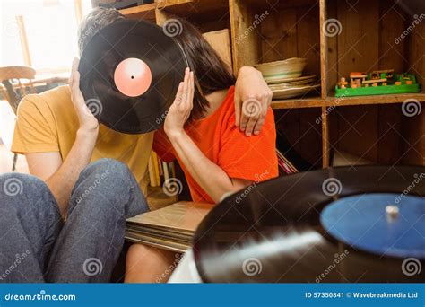 Young Couple Listening To Vinyl Record Stock Image Image Of Boyfriend