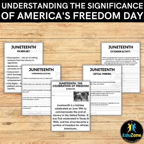 Juneteenth Worksheet Understanding The Significance Of Freedom Day By