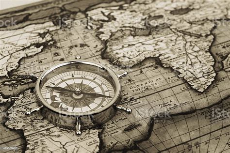 Compass On World Map Stock Photo Download Image Now Istock