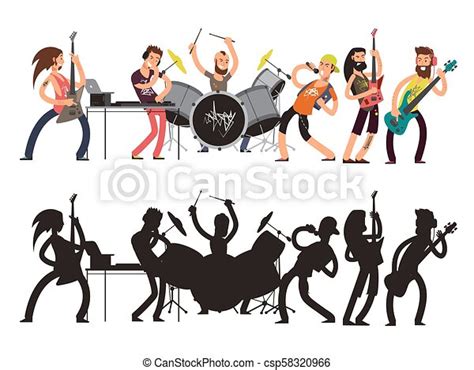 Music Performance With Young Musicians Rock Concert Vector Flat