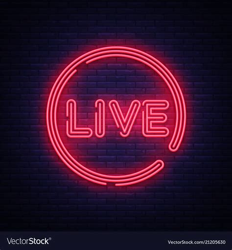 Live Neon Sign Live Stream Design Template Vector Image