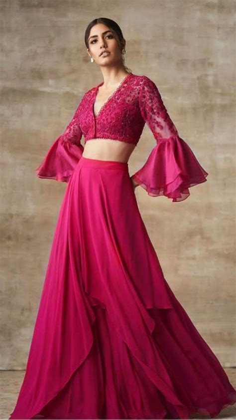 Beautiful Satin Cotton Asymmetric Layered Lehenga Paired With Bell