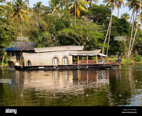 Backwaters With Houseboat In Alleppey Keralaindia Stock Photo Alamy