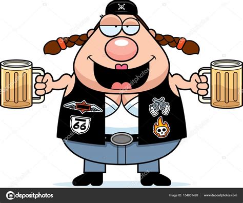 Drunk Cartoon Biker Woman Stock Illustration By ©cthoman 154801428