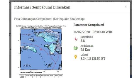 » gempa bumi hari ini. GEMPA Terkini Terjadi Minggu 16 Februari 2020 Tadi Pagi ...