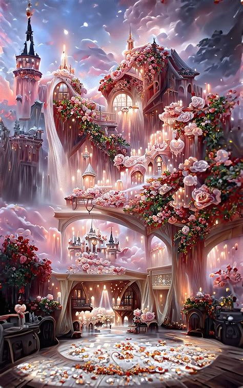 Flower Castle Scenery Canvas Full Round Or Square Drill Diamond