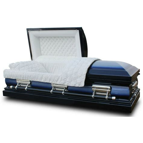 Overnight Caskets Funeral Casket Lincoln Blue With White Interior