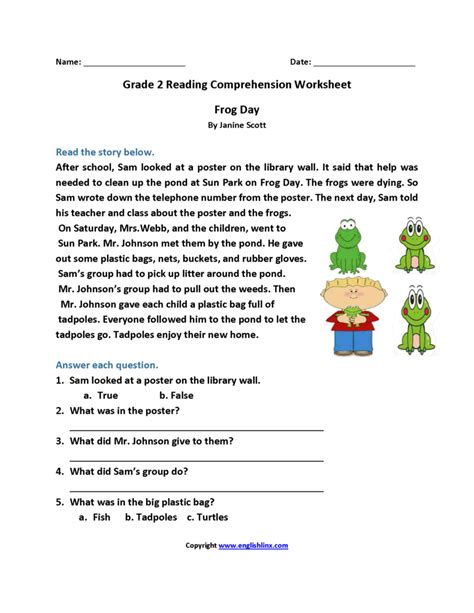 Quality free printables for students, teachers, and homeschoolers. Free 2Nd Grade Reading Comprehension Worksheets Multiple ...