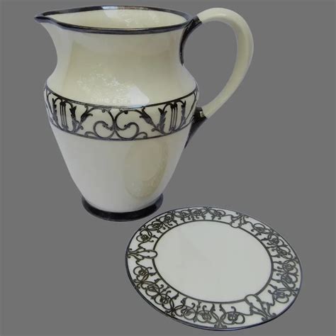 American Lenox Belleek Silver Overlay Pitcher And Trivet Early 1900’s Ruby Lane