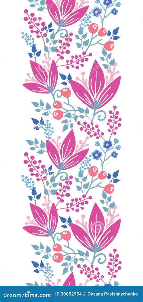Pink Flowers Vertical Seamless Pattern Background Stock Images Image