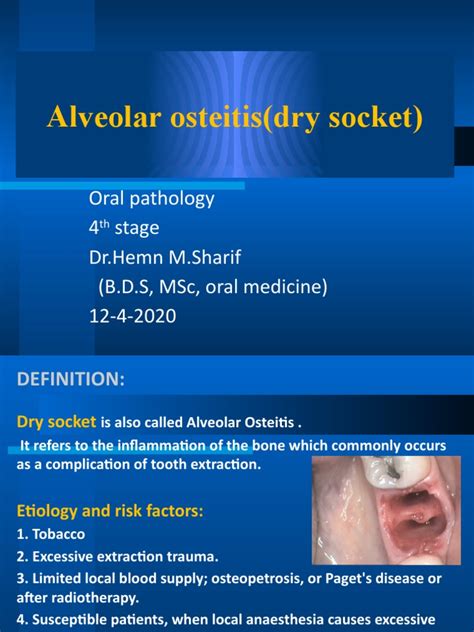 Alveolar Osteitis Dry Socket Pdf Diseases And Disorders Medical