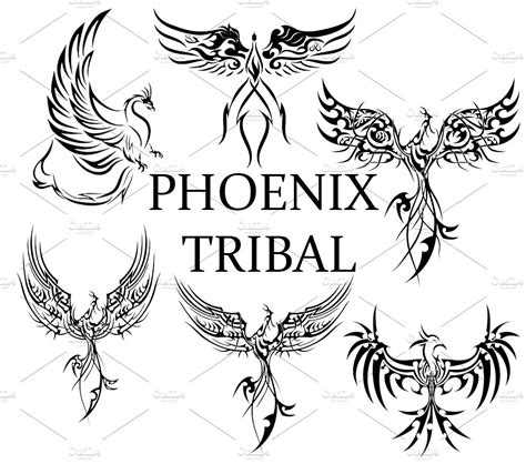 6 Phoenix Tribal Tattoos ~ Graphic Patterns ~ Creative Market