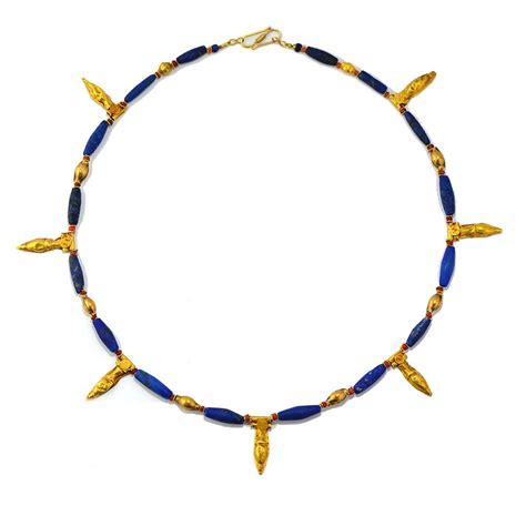 A Mesopotamian Gold Carnelian Lapis Lazuli Bead Necklace Ca 2nd