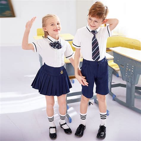 Kids School Uniform Children Summer Kindergarten Clothes British Style