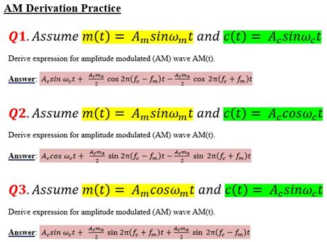 Amplitude Modulation Am Mathematical Derivation Am Expression