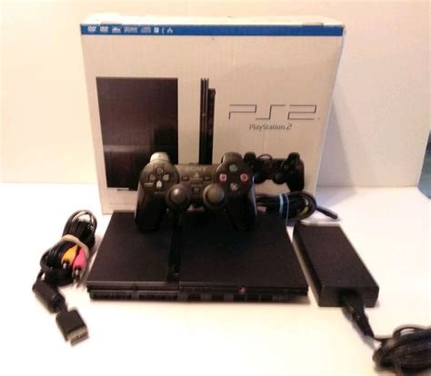 Black Sony Ps2 Slim Playstation 2 Console System Complete And Tested In