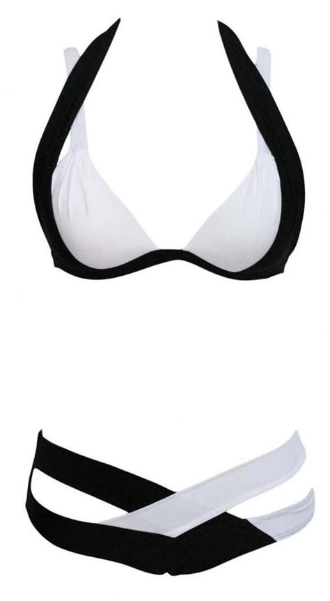 summer styles women sexy criss cross bikini set black and white swimwear swimsuits push up beach