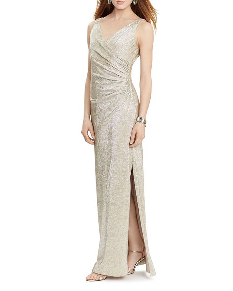 Lauren Ralph Lauren Metallic Beaded Strap Gown Bloomingdale S Evening Gowns Formal Dresses