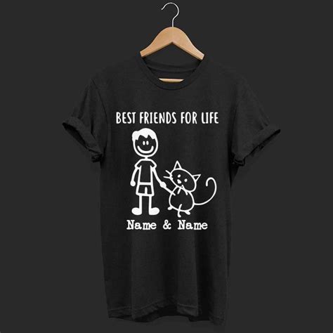 Best Friends For Life Name And Name Boy And Cat Shirt