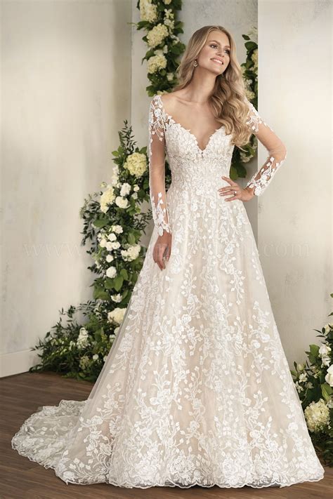 T202012 Illusion Neckline Embroidered Lace Ball Gown Wedding Dress With
