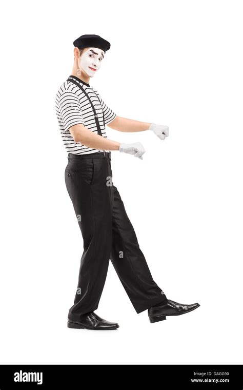 Full Length Portrait Of A Male Mime Artist Performing Stock Photo Alamy