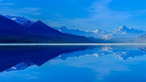 Hd Wallpaper New Zealand Lake Pukaki Mountains Trees Clouds