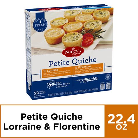 Nancys Lorraine And Florentine Petite Quiche Frozen Appetizer 32 Ct