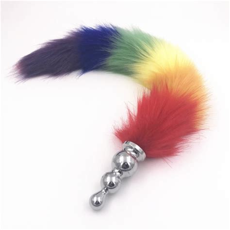 Stainless Steel Anal Plug Butt Plug Anal Dilator Toys Colourful Fox Tail Anal Bead Tail Anal Sex