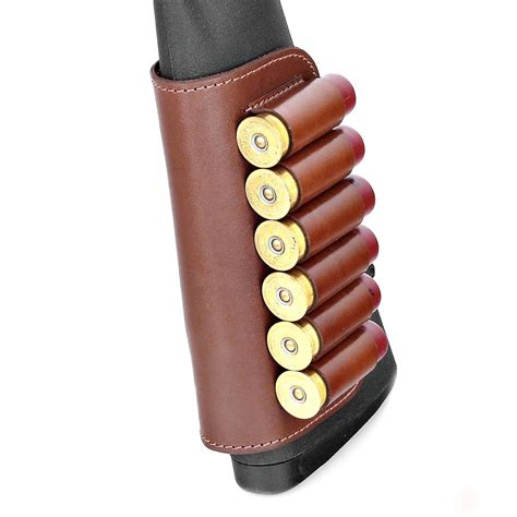 Leather Shotgun Cartridge Buttstock Shell Holder Rifle Carrier 6 Round
