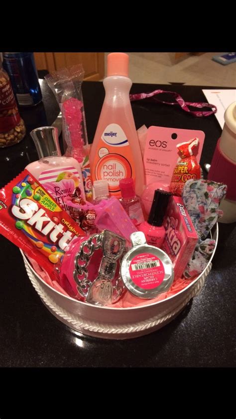Cute birthday basket diy best friend gift basket ideas. I made this color themed basket for my best friend'a 16th ...