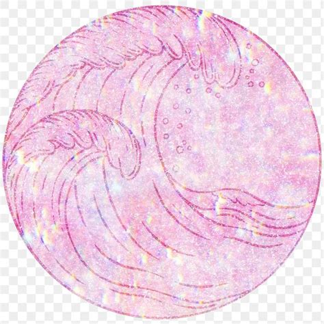 Pink Holographic Ocean Waves Sticker Overlay Design Element Free